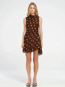 Sleeveless Polka Dot Dress For Woman Mesh Mini Dress Elegant Irregular Dresses