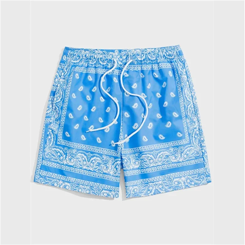 Bandana Beach Short for Men Summer Swim Trunks Loose Casual Streetwear Hawaiian Short Pants