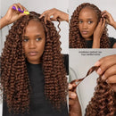 Brown Burmese Hair Knotless 32 Inch Deep Curly Feather Crochet Human Hair Extensions Invisible