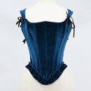 Women Velvet Corset Bustier Over Bust Lace Up Boned Shaping Tops