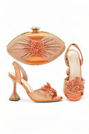 Italian Designer Shoes and Bags Matching Set Women Pumps High Heels Rhinestone Women Wedding Shoe Elegant