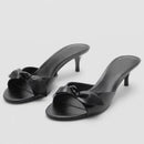 Elegant Red Heel Slippers Women Round Toe Thin Heel Slide Sandals Open Toe Designer Shoes