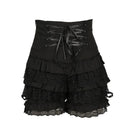 Lace Ruffles Shorts Lace Up Black Women Bloomers Gothic Punk Girls Shorts