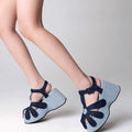 Summer Women Platform Denim Sandals Wedges Shoes Designer Woman Slingback Shoes