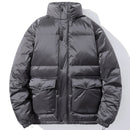 Men's Padded Jacket Winter White Duck Down Fluffy Puffer Outerwear Black Oversize Coat Male