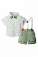 Children's outfit with shirt, shorts, and bow tie on a white background, Obroi