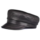 Genuine leather Flat Top Hat Men Retro Simple Leisure Motorcycle Caps Male