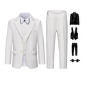Gentleman Kids White Suit Children Slim Jacket Vest Pants Dress Boys