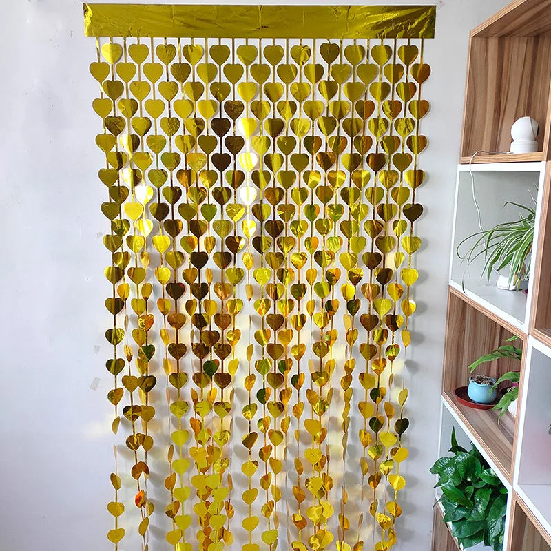 Curtain Love Door Curtain Birthday Party Valentine Day Wedding Engagement Heart Rain Silk Decor