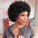 Short Kinky Curly Pixie Cut Human Hair Wigs for Women made Remy Human Hair Natural Black Color