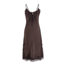 Spring Women's Vacation Strap Lace Splicing Strap Slimming Split Dress