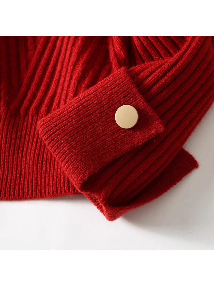 Wool Pullover Half-high Neck Solid Slouchy Style Relaxed Casual Comfortable Commute Sweater Winter Christmas