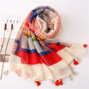 headscarf outdoor cotton and linen scarf the four seasons warm tassel shawl popular beach towel