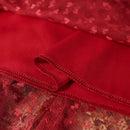 Close-up of red fabric with lace detailing, Obroi