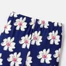 Kid Girl High Low Bowknot Design Tee and Floral Leggings Set