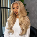Creamy Belge Blonde Human Hair Wigs Frontal Wigs Transparent Body Wave Wig