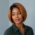 Ombre Short Straight Wigs For Women Glueless Pixie Cut Short Human Hair Bob Wig Natural Hairline