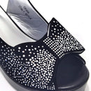 Women's Elegant Black Chunky Heel Platform Peep Toe Slingbacks Sandals & Clutch Bag Set