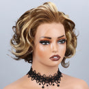 P4/27 Highlight Pixie Cut Wigs Human Hair Short Curly Brown Blonde Gradient Lace Front Pre Plucked Bleached Knots Natural Look