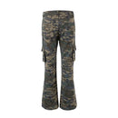 Camouflage Cargo Pants Men Pocket Spliced Safari Loose Flare Pants Men Trousers