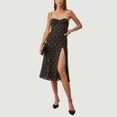 Summer Clothes For Women Dresses Vintage Style Elegant Polka Dot Dress Spaghetti Strap Self Tie Side Slit Midi Dress Sundress