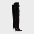 Autumn and Winter heeled Pointed Knee High Women's Boots Suede Long Boots Women's Thigh Boots
