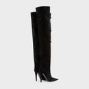 Autumn and Winter heeled Pointed Knee High Women's Boots Suede Long Boots Women's Thigh Boots