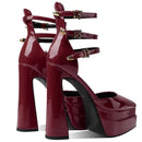 Summer Thick Heels High Heels Wrapped Sandals Women Pointed Belt Buckle Women Shoes