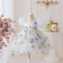 Girls Summer Chiffon Dress Floral Children Kids Birthday Casual Gown One-piece 2-10 Years