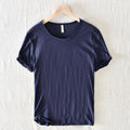 Summer Short-Sleeved Men Thin Section Casual Round Neck Cotton Short Solid Pullover Bottoming Sweatshirt T-Shirt