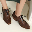 Loafers Shoes For Women Block Heels Lace-up Pumps Footwear Office Shoes Ladies