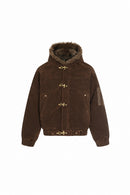 Men's Cotton Coats Hooded Faux Fur Metal Single Breasted Loose Solid Male Winter Jackets