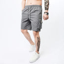 Men's summer elastic drawstring waistband casual solid thin shorts