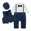 Children's formal outfit with vest, pants, shirt, suspenders, and bow tie on a white background, Obroi
