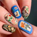 24PCS Retro Flowers Press on Nails Cute Gentle Removable Nails Artistic Literature and Art Style