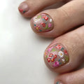 24Pcs Short Square Head Nails Set Press on Daisy Design Fake Toenails Detachable Nails Tips