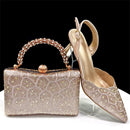Crystal Shoes And Bag Set For Wedding Woman Pumps Sandal Pumps Shoes And Bag Set