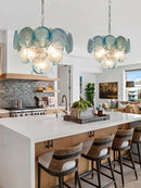 Art Handmade Glass Blue Chandeliers Italian Foyer Design Idea Home Deco Hanging Lamps for Ceiling Dinging Room