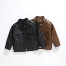 Spring Autumn Boys Jacket Waterproof Zipper Children's Leather Coat Birthday Kids Clothes