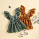 Baby Girl Princess Lace Romper Dress Embroidery Flower Ruffle Dress 0-24Months