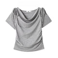 Gray t-shirt with tie sleeves on a white background, Obroi