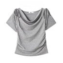 Gray t-shirt with tie sleeves on a white background, Obroi