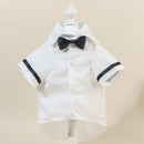 Pet Clothes Spring Summer Puppy Kitten Suit Small and Medium-sized Dog White Thin Shirt Bowtie Set