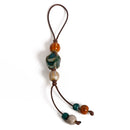 Handmade Ceramic Peach Charm Keychain Boho Bag Pendant Rustic Lucky Amulet