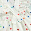 Toddler Baby Girls Summer Romper Dress Cute Rainbow Dots Pattern Ruffle Sleeve Cross Backless Jumpsuits And Headband