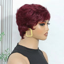 Short Wigs for Women Pixie Cut Human Hair Wigs Short Layered Pixie Wig With Bangs Glueless Made Chocolate Brown