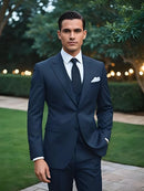 Classic Formal Men's Business Blazer Pants Classy Blue Suit Set For Men Wedding Party Guest Outfit Customized