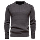 Autumn and Winter Men Sweater Cotton Casual Pullover Men Solid Plaid Comfortable Breathable Sweater
