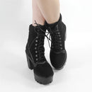 Women Round Toe Lace Up Platform Ankle Boots Short Female Boots