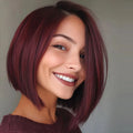 Woman with a stylish haircut and smile against a neutral background, Obroi